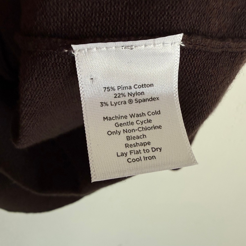 Talbots Woman Chocolate Brown Cardigan 2X Pima Cotton Dark Academia Preppy - Picture 10 of 13